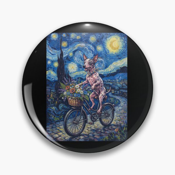 Item preview, American Hairless Terrier Biking Bike Starry Night Van Gogh Art Dog Lover designed and sold by dian-rody-crest.