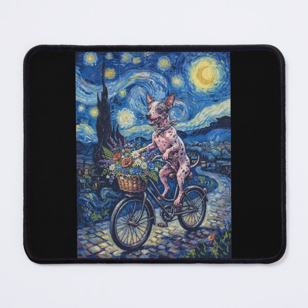 Item preview, American Hairless Terrier Biking Bike Starry Night Van Gogh Art Dog Lover designed and sold by dian-rody-crest.