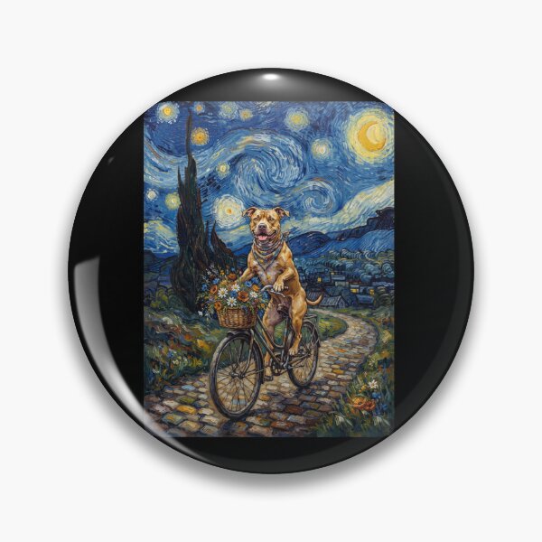 Item preview, American Pit Bull Terrier Biking Bike Starry Night Van Gogh Art Dog Lover designed and sold by dian-rody-crest.
