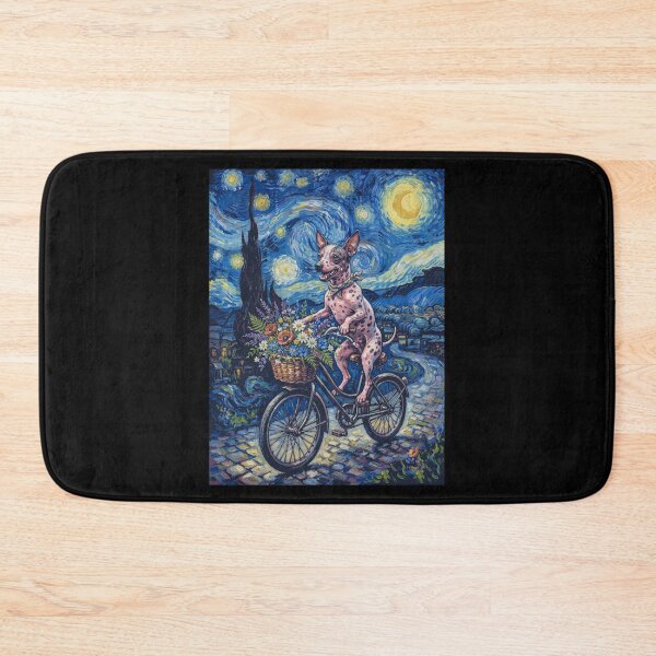 Item preview, American Hairless Terrier Biking Bike Starry Night Van Gogh Art Dog Lover designed and sold by dian-rody-crest.