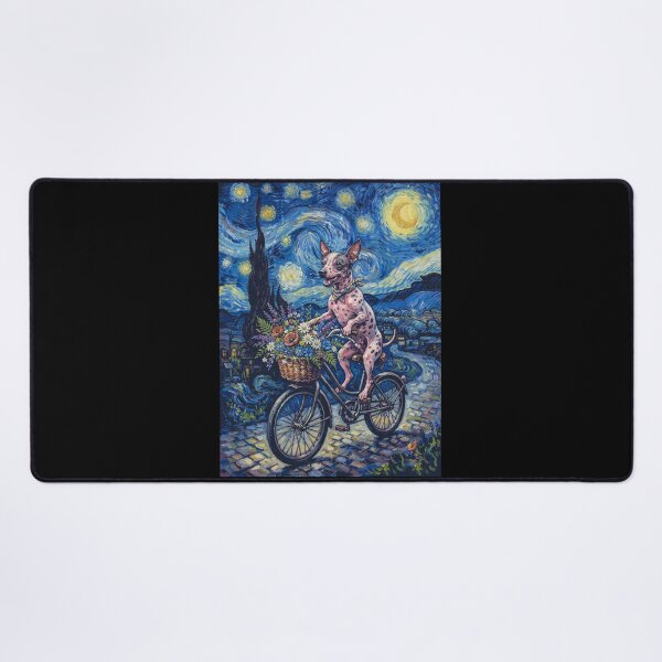 Item preview, American Hairless Terrier Biking Bike Starry Night Van Gogh Art Dog Lover designed and sold by dian-rody-crest.