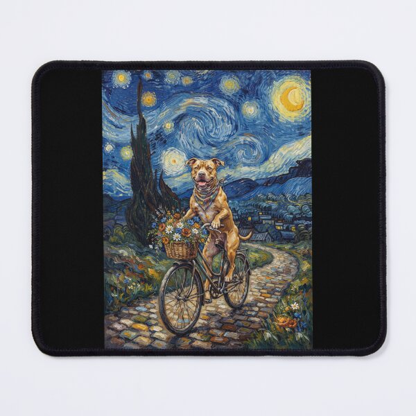 Item preview, American Pit Bull Terrier Biking Bike Starry Night Van Gogh Art Dog Lover designed and sold by dian-rody-crest.