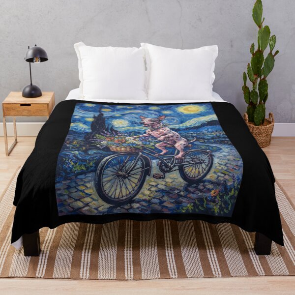Item preview, American Hairless Terrier Biking Bike Starry Night Van Gogh Art Dog Lover designed and sold by dian-rody-crest.