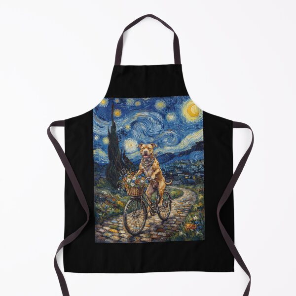 Item preview, American Pit Bull Terrier Biking Bike Starry Night Van Gogh Art Dog Lover designed and sold by dian-rody-crest.