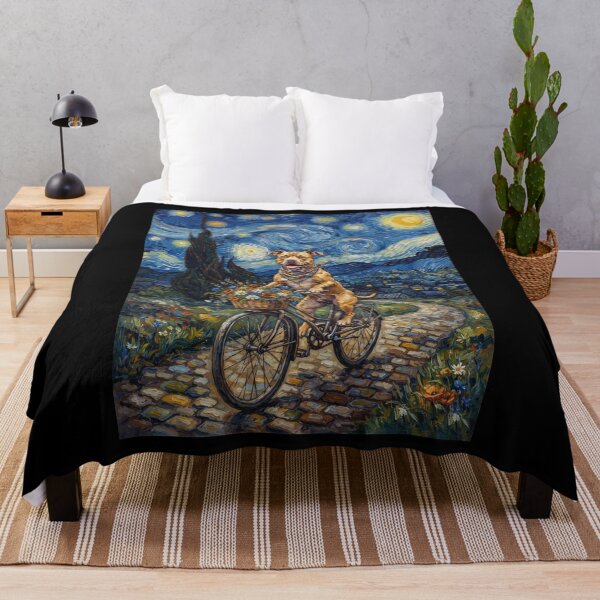 Item preview, American Pit Bull Terrier Biking Bike Starry Night Van Gogh Art Dog Lover designed and sold by dian-rody-crest.