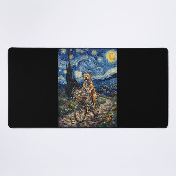 Item preview, American Pit Bull Terrier Biking Bike Starry Night Van Gogh Art Dog Lover designed and sold by dian-rody-crest.
