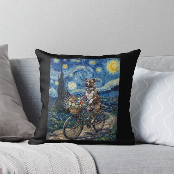 Item preview, American Staffordshire Terrier Biking Bike Starry Night Van Gogh Art Dog Lover designed and sold by dian-rody-crest.