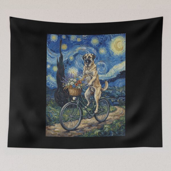 Item preview, Anatolian Shepherd Dog Biking Bike Starry Night Van Gogh Art Dog Lover designed and sold by dian-rody-crest.