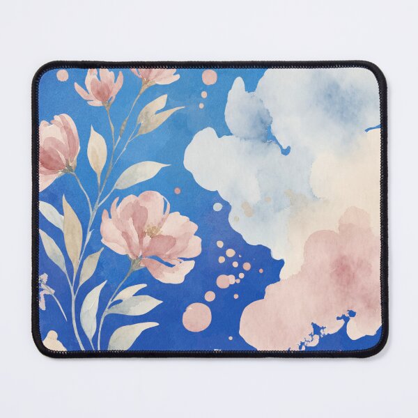 Item preview, Watercolor Blue Celestial Floral Clouds Art designed and sold by BarakahCrafts.