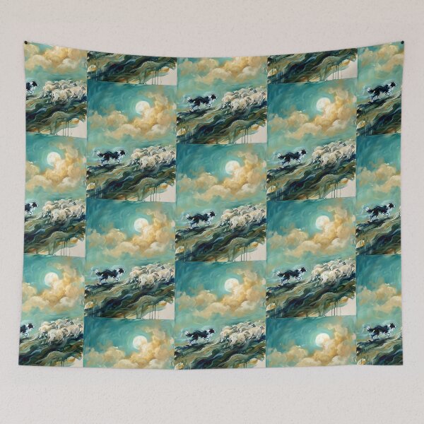 Item preview, Border Collie Herding Sheep Abstract Painting designed and sold by PictoVibe.