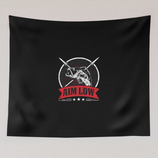 Item preview, Aim Low Fish Spearfishing Vintage Emblem designed and sold by siravoloneg.