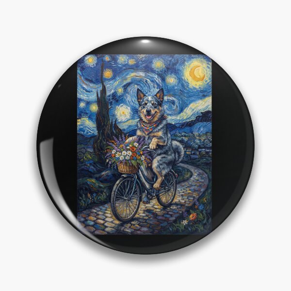 Item preview, Australian Cattle Dog Biking Bike Starry Night Van Gogh Art Dog Lover designed and sold by dian-rody-crest.
