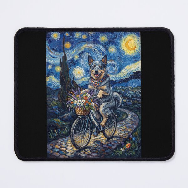 Item preview, Australian Cattle Dog Biking Bike Starry Night Van Gogh Art Dog Lover designed and sold by dian-rody-crest.
