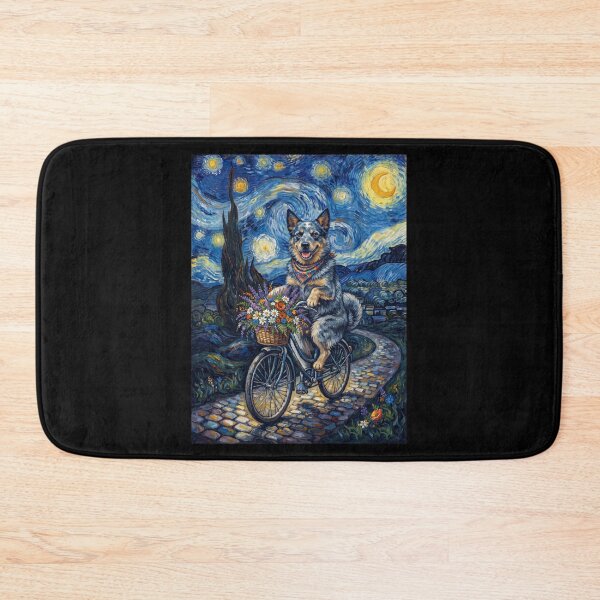 Item preview, Australian Cattle Dog Biking Bike Starry Night Van Gogh Art Dog Lover designed and sold by dian-rody-crest.