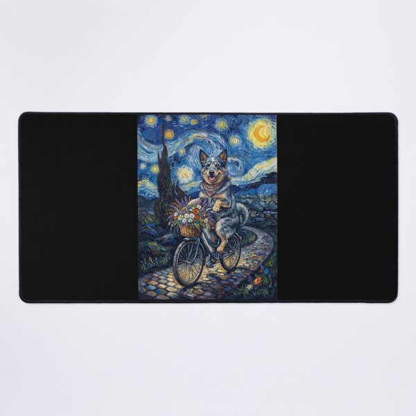 Item preview, Australian Cattle Dog Biking Bike Starry Night Van Gogh Art Dog Lover designed and sold by dian-rody-crest.
