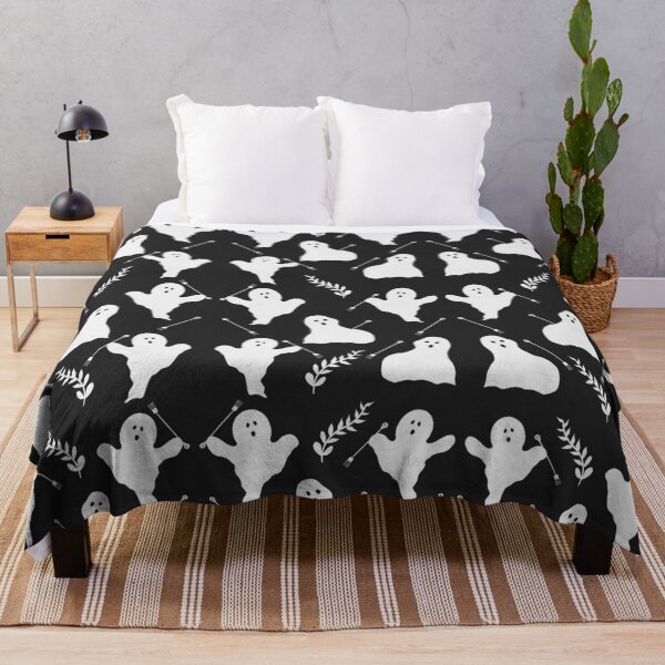 Item preview, Cute cartoon ghost patterns on a seamless black background. designed and sold by Aesthetic shapes design.