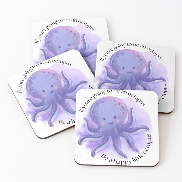 Item preview, Happy Little Octopus Watercolor Quote | Cute Ocean Animal Art designed and sold by DonnaRaine.