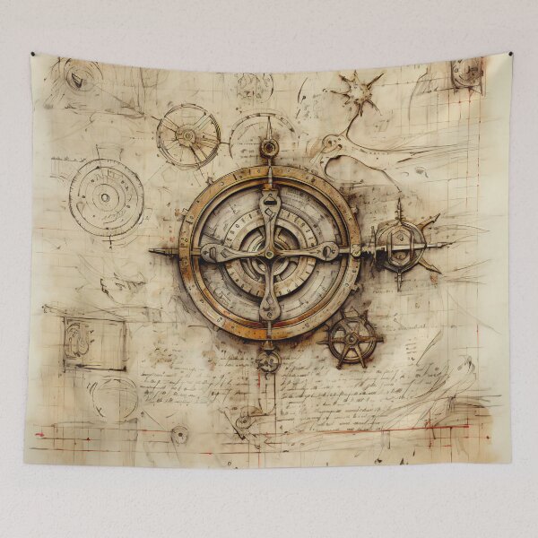 Item preview, Vintage Gear Drawings on Antique Manuscript designed and sold by BrandonArtWorld.