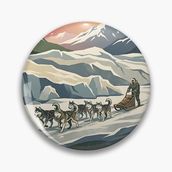 Item preview, Husky Sledding Arctic Vintage Poster designed and sold by PictoVibe.
