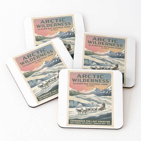 Item preview, Husky Sledding Arctic Vintage Poster designed and sold by PictoVibe.
