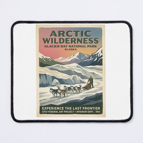 Item preview, Husky Sledding Arctic Vintage Poster designed and sold by PictoVibe.