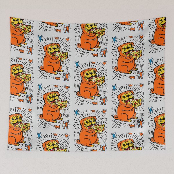 Item preview, Pug Eating Pizza Pop Art designed and sold by PictoVibe.
