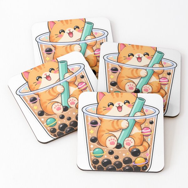 Item preview, Cute Kawaii Cat Drinking Boba Bubble Tea Sticker designed and sold by Creativedes786.
