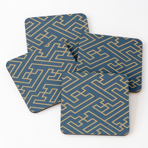 Item preview, Japanese Sayagata Pattern Gold and Navy Blue designed and sold by vekotpu.