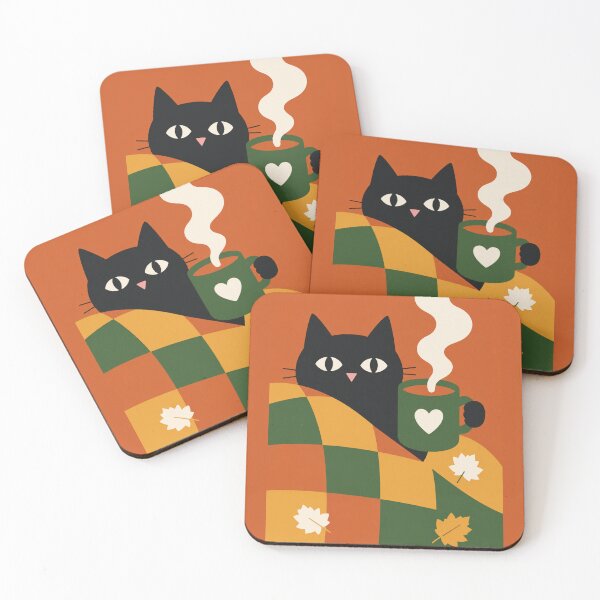 Item preview, black cat and hot choco autumn cozy designed and sold by Christina Sagala.