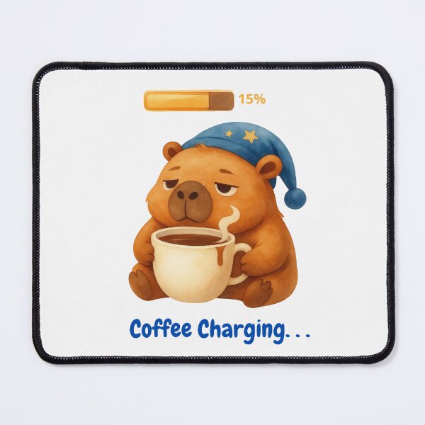 Item preview, Sleepy Capybara Coffee Charging Low Battery designed and sold by SimplyDraftShop.