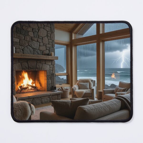Item preview, Cozy Coastal Cottage Fireplace Thunderstorm designed and sold by Adventure Ambience Studio.