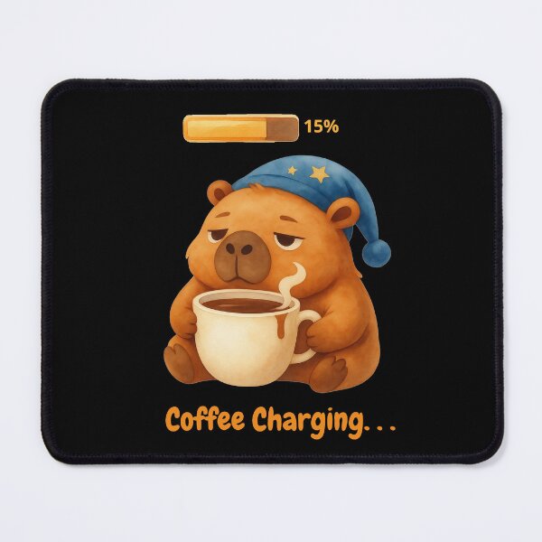 Item preview, Sleepy Capybara Coffee Charging Low Battery designed and sold by SimplyDraftShop.
