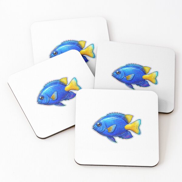 Item preview, Yellowtail Damsel Blue Reef Fish Art designed and sold by KenworksDigital.