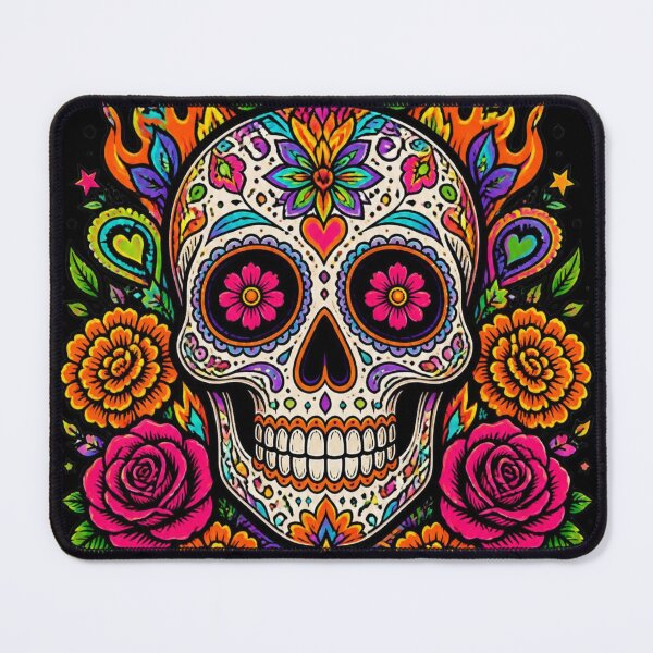 Item preview, Psychedelic Neon Sugar Skull Floral Pop Art designed and sold by Skyrocketz.