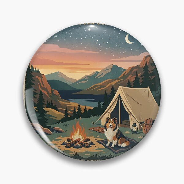 Item preview, Sheltie Camping Under Stars Vintage Poster designed and sold by PictoVibe.