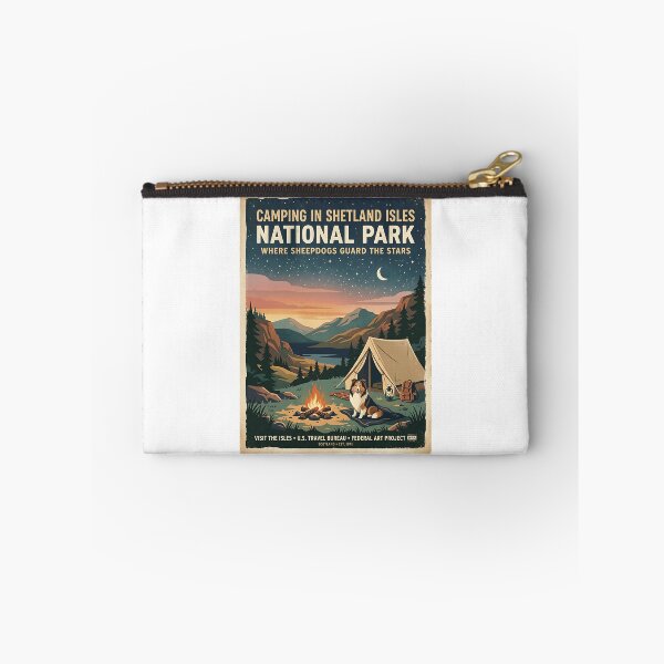 Item preview, Sheltie Camping Under Stars Vintage Poster designed and sold by PictoVibe.