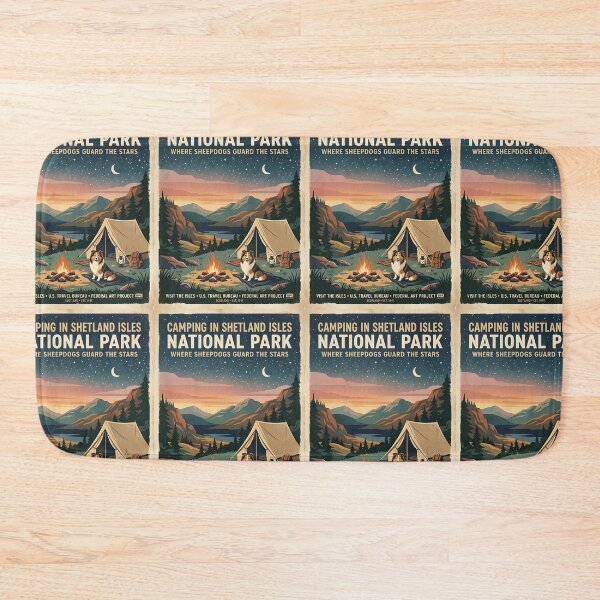 Item preview, Sheltie Camping Under Stars Vintage Poster designed and sold by PictoVibe.