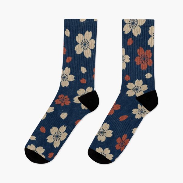 Item preview, Japanese Sakura Cherry Blossom Pattern Navy Blue and Red designed and sold by vekotpu.