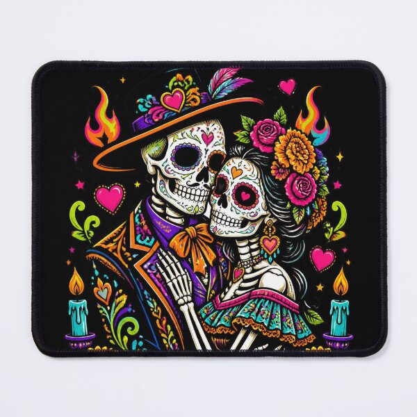 Item preview, Psychedelic Neon Sugar Skull Couple Day of the Dead Pop Art designed and sold by Skyrocketz.