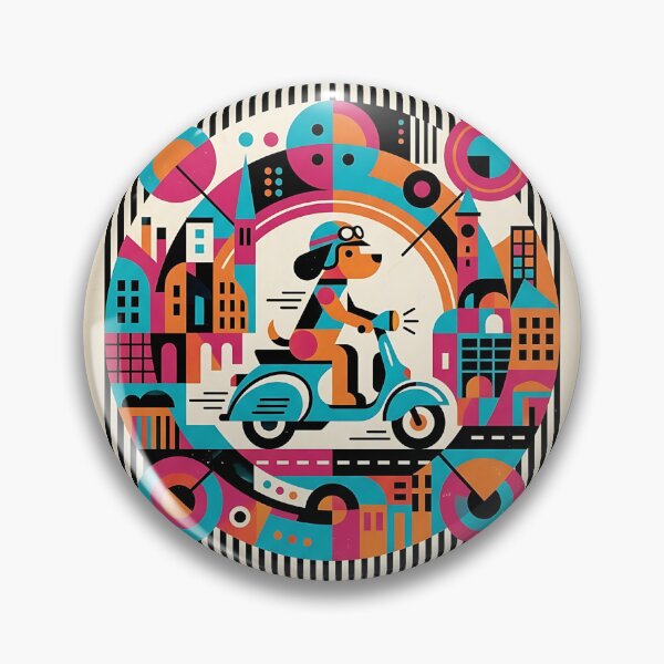 Item preview, Cockapoo Vespa City Ride Mid-Century Poster designed and sold by PictoVibe.