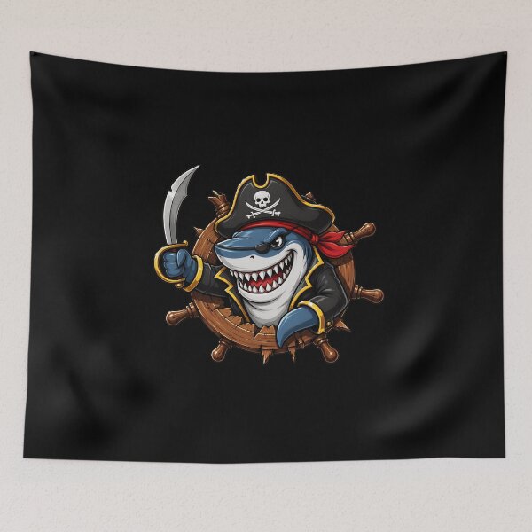 Item preview, Pirate Shark Eye Patch Skull Crossbones designed and sold by PaletteArc.