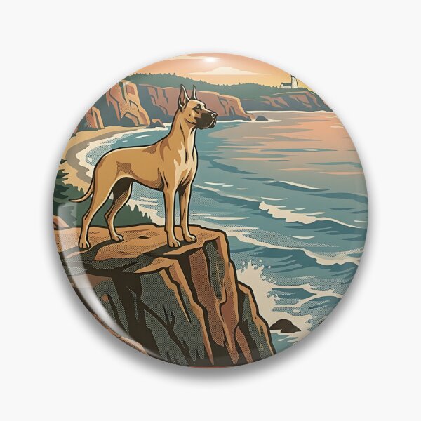Item preview, Great Dane Coastal Cliff Vintage Poster designed and sold by PictoVibe.