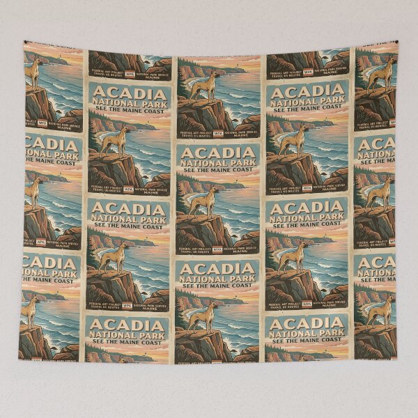 Item preview, Great Dane Coastal Cliff Vintage Poster designed and sold by PictoVibe.