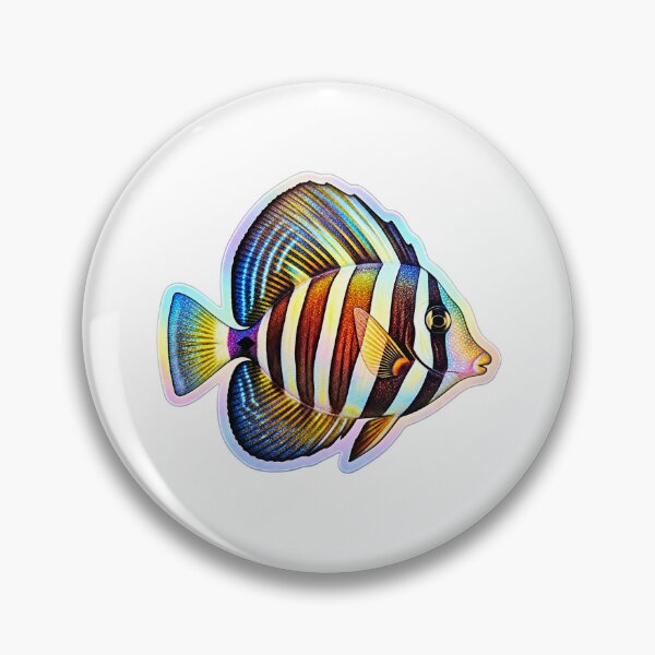 Item preview, Sailfin Tang Striped Tropical Reef Fish Rainbow Art designed and sold by KenworksDigital.