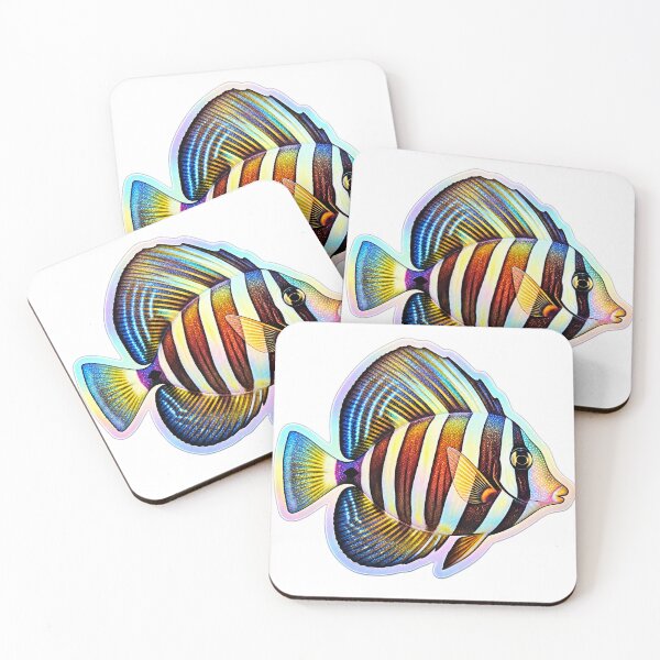 Item preview, Sailfin Tang Striped Tropical Reef Fish Rainbow Art designed and sold by KenworksDigital.