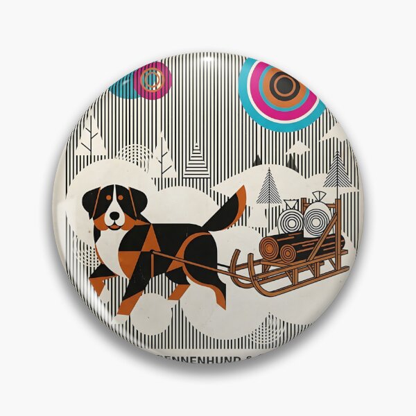 Item preview, Bernese Mountain Dog Sled Mid-Century Poster designed and sold by PictoVibe.