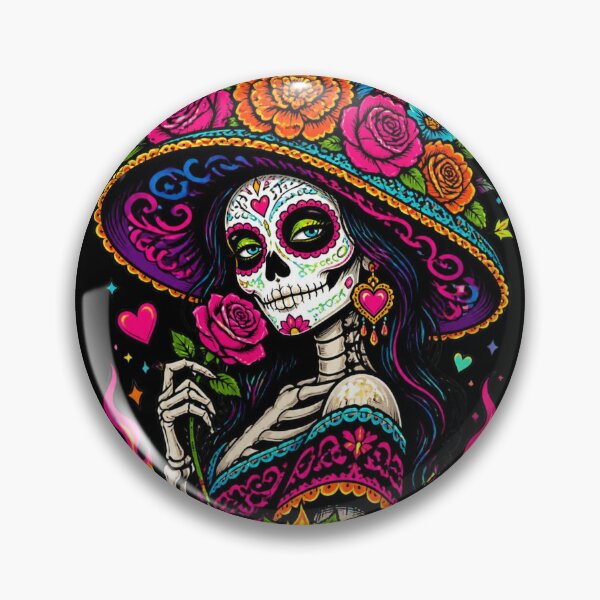 Item preview, Psychedelic Neon La Catrina Sugar Skull Pop Art designed and sold by Skyrocketz.