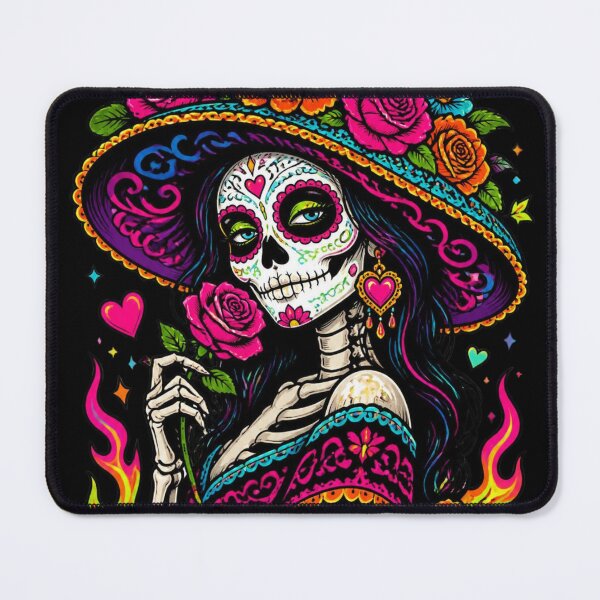 Item preview, Psychedelic Neon La Catrina Sugar Skull Pop Art designed and sold by Skyrocketz.