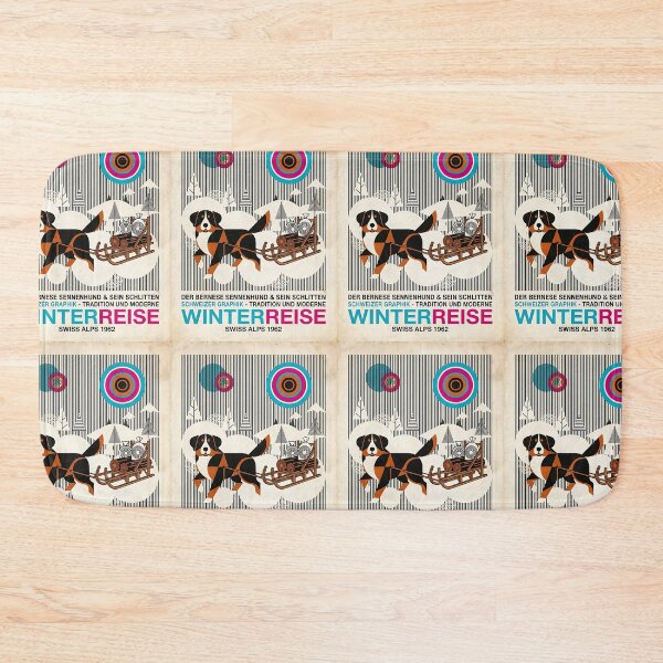 Item preview, Bernese Mountain Dog Sled Mid-Century Poster designed and sold by PictoVibe.