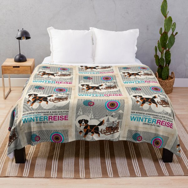 Item preview, Bernese Mountain Dog Sled Mid-Century Poster designed and sold by PictoVibe.